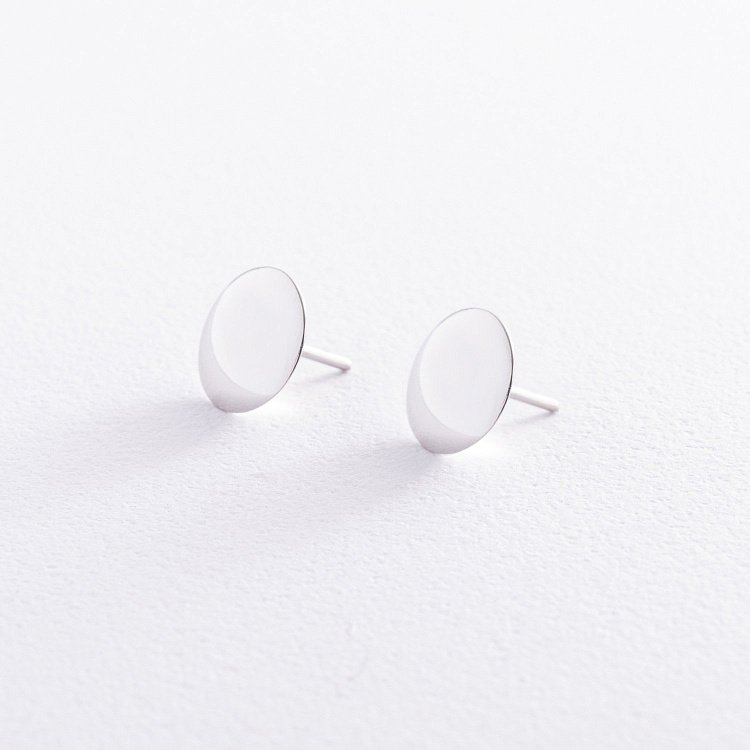 Золотые серьги - пусеты "Кружочки" с05775 от ювелирного магазина Оникс - 1