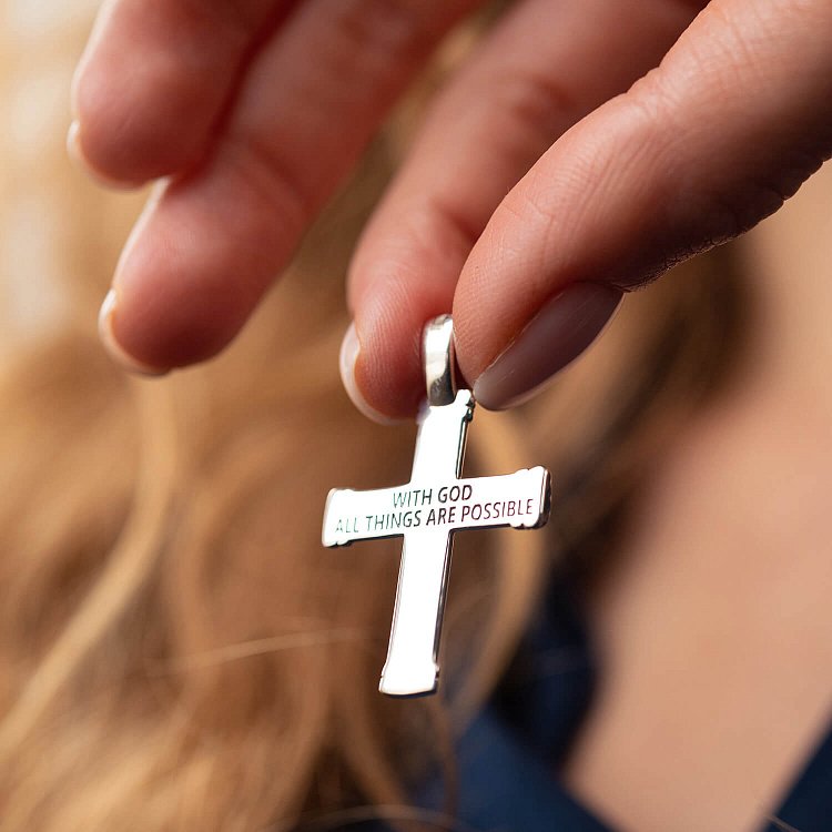 Срібний хрестик "With God all things are possible" (фіаніти, онікс) 280 від ювелірного магазину Онікс - 2