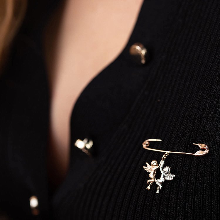 Золота шпилька з янголятами зак00337 від ювелірного магазину Онікс - 1