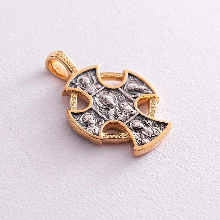 Серебряный православный крест (позолото, чернение) 133211 от ювелирного магазина Оникс - 6