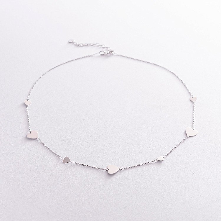 Колье "Сердечки" в белом золоте кол02137 от ювелирного магазина Оникс