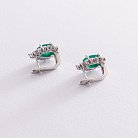 Срібні сережки з хризопразами і фіанітами 121465 от ювелирного магазина Оникс - 2