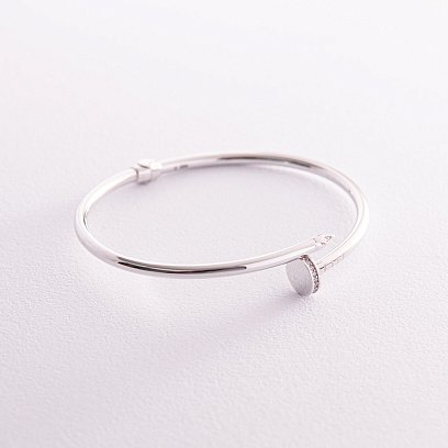 Браслет "Цвях" у білому золоті (фіаніти) б05172 №3