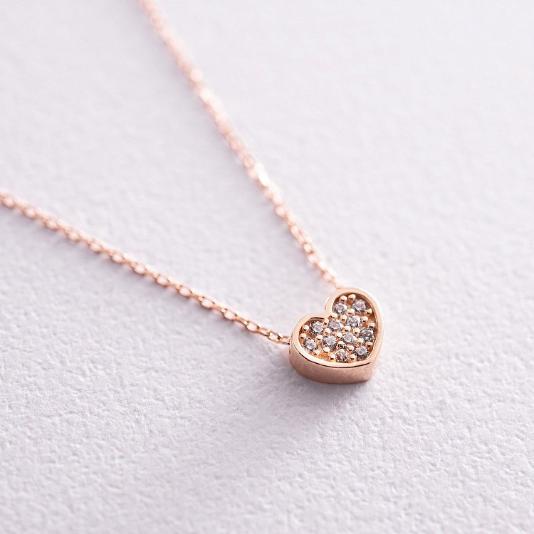 Колье "Сердечко" с фианитами (красное золото) кол02295 от ювелирного магазина Оникс - 4