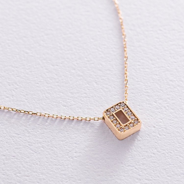 Кольє з буквою "О" в жовтому золоті (фіаніти) кол01165О від ювелірного магазину Онікс - 4