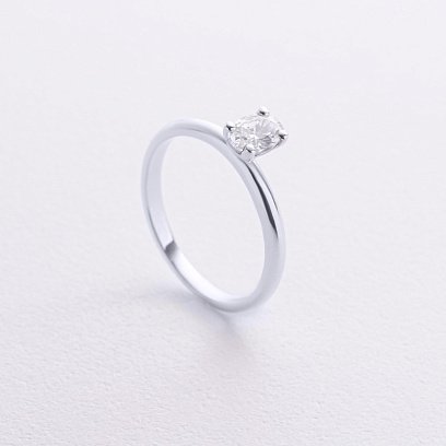 Помолвочное кольцо в белом золоте (фианит овал) к08199