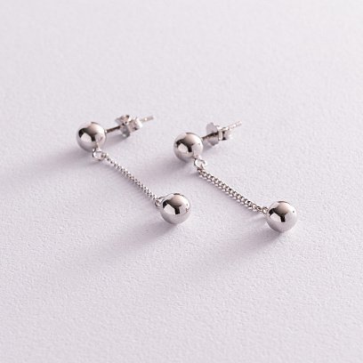 Серебряные серьги "Шарики" 123177 №4