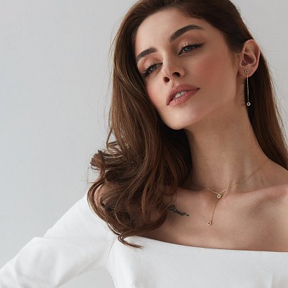 Кольє "Кружечки" в жовтому золоті (фіаніти) кол01824 №7