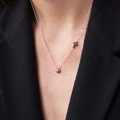 Золоте кольє з хрестиком (фіаніти) кол02111 №3