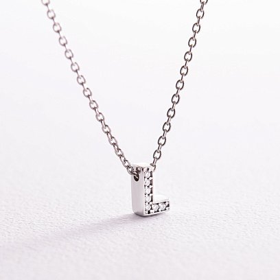 Серебряное колье с буквой "L" с фианитами 1103 L