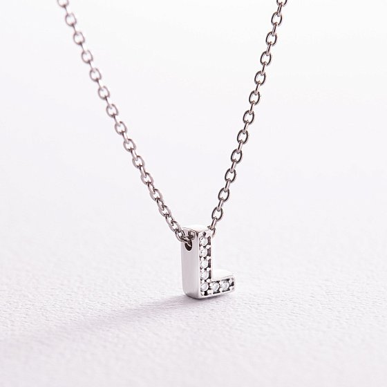 Серебряное колье с буквой "L" с фианитами 1103 L