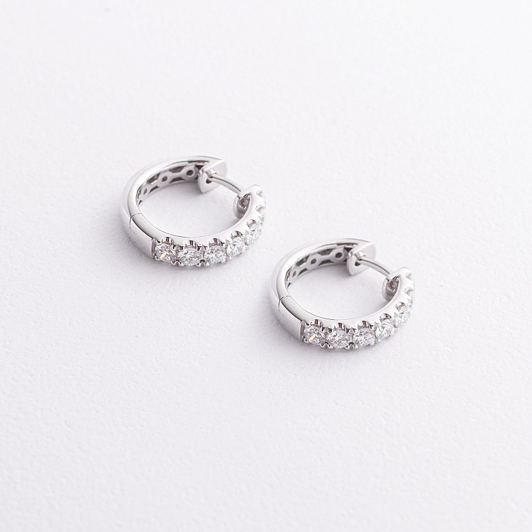 Золоті сережки - кільця з діамантами сб0658ri від ювелірного магазину Онікс - 1