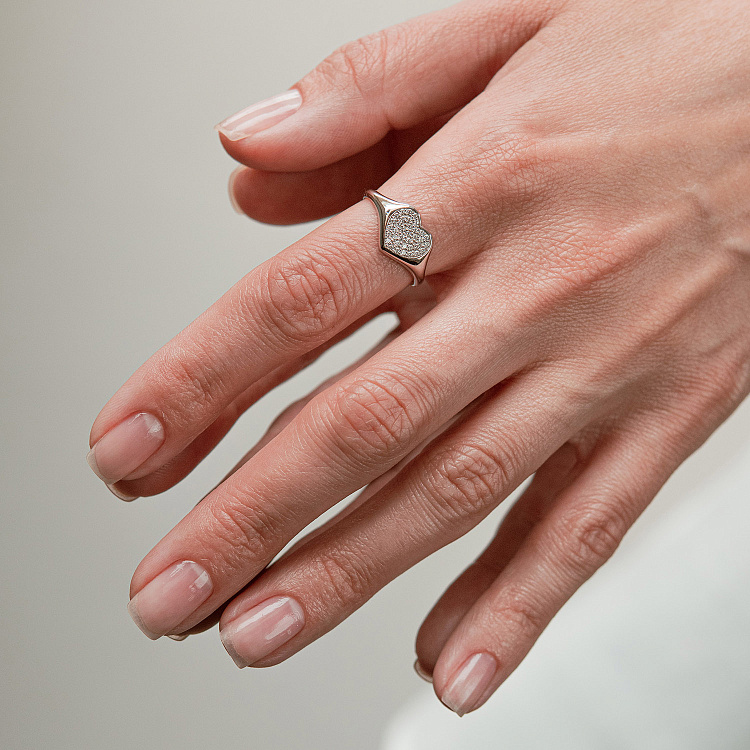 Золотое кольцо "Сердечко" с фианитами к08300 от ювелирного магазина Оникс - 12