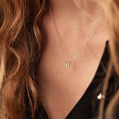 Кольє з буквою "В" в білому золоті кол01254В №6