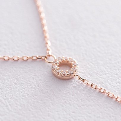 Колье "Кружочки" в красном золоте (фианиты) кол01830 №3