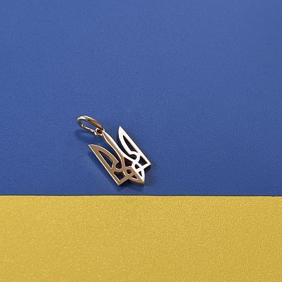 Золотий кулон "Герб України - Тризуб" п03703 №3