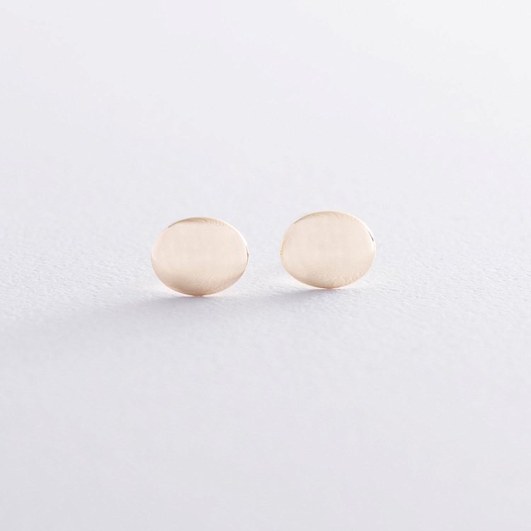 Золотые серьги - пусеты "Овальные" с06812 от ювелирного магазина Оникс