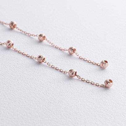 Серьги - протяжки с шариками (красное золото) с09047 №4