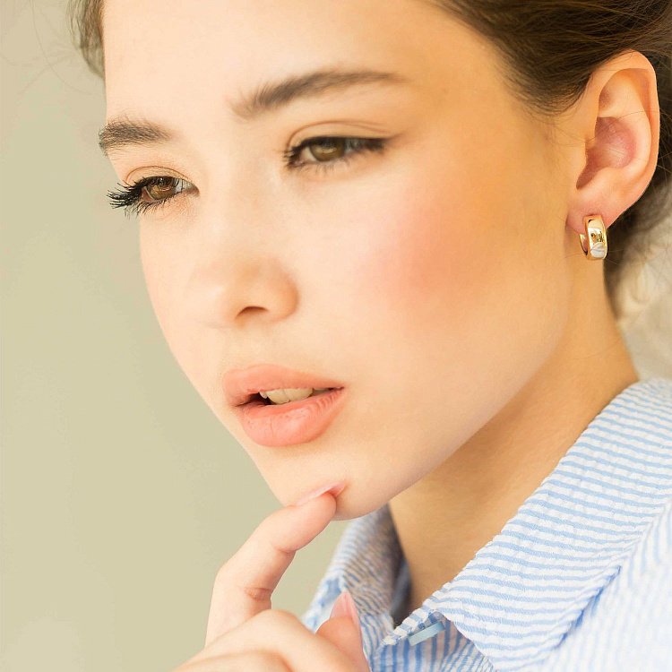 Золоті сережки - кільця без каменів с05275 від ювелірного магазину Онікс - 2