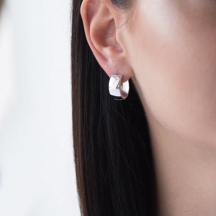 Золоті сережки-кільця без каменів с02964 від ювелірного магазину Онікс - 6