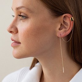 Серьга - каффа с цепочкой (желтое золото) с08698