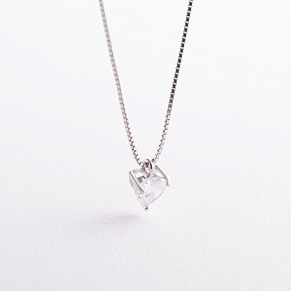 Срібне кольє "Сердечко" з фіанітом 181371 №2