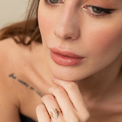 Каблучка "Герб України - Тризуб" у червоному золоті к07098 №3