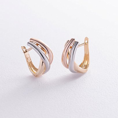 Сережки у трьох кольорах золота с07344