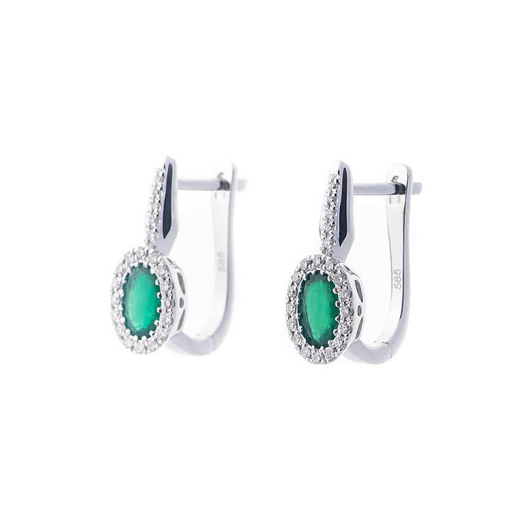 Золоті сережки з смарагдом і діамантами сб0061А1 від ювелірного магазину Онікс