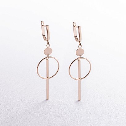 Сережки "Геометрія" у жовтому золоті с08537