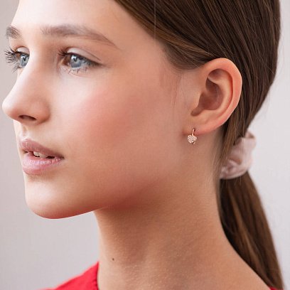 Золоті сережки "Сердечка" з фіанітами с05013 №2