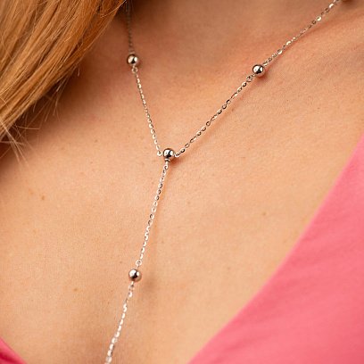 Колье 2 в 1 "Шарики" в белом золоте кол02480 №4