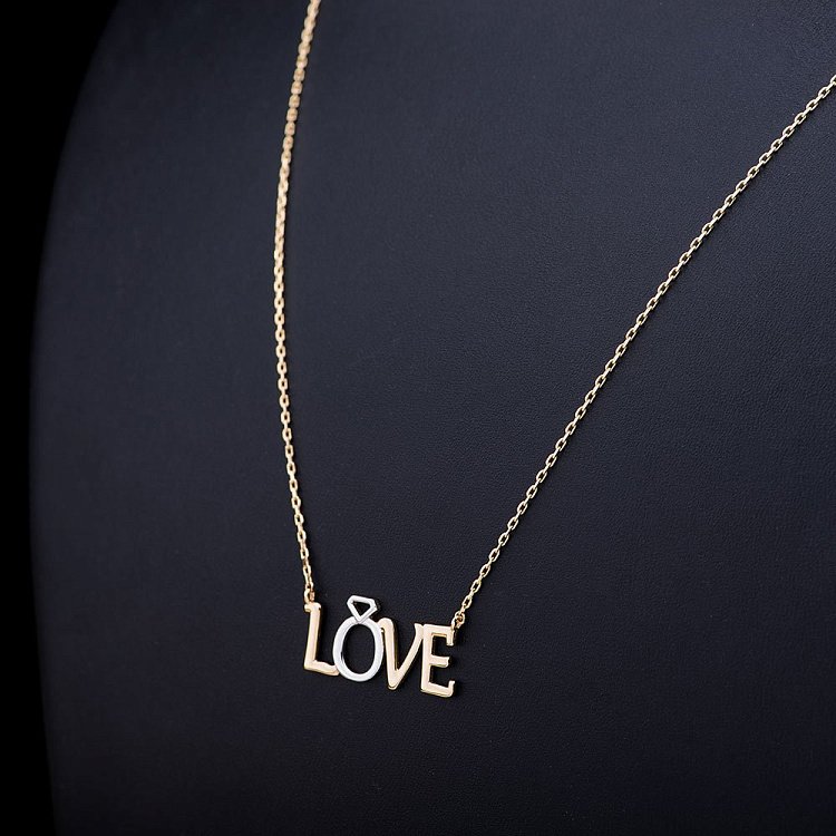 Золотое колье "Love" с помолвочным колечком кол01020 Золотое колье "Love" с помолвочным колечком кол01020 от ювелирного магазина Оникс