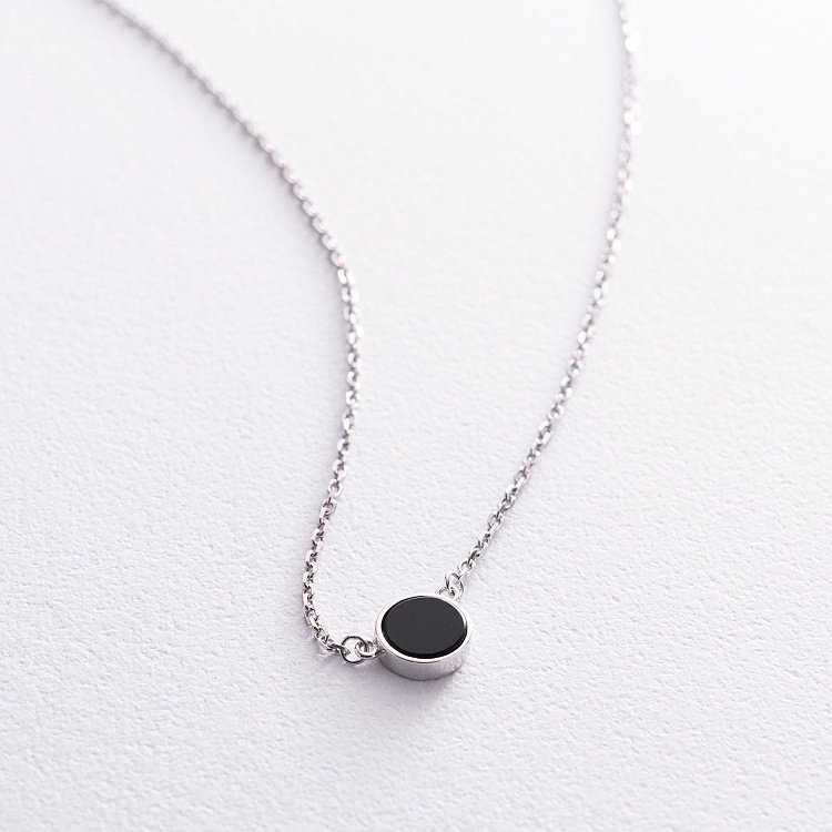 Серебряное колье "Круг" (эмаль) 077240 от ювелирного магазина Оникс - 2