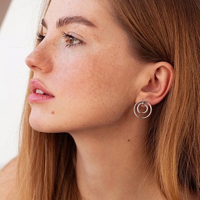 Срібні сережки - пусети "Кільця" 122572 №3