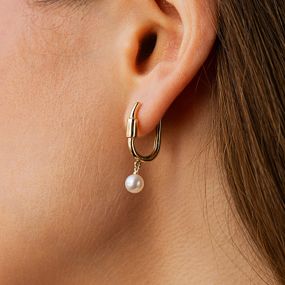 Серьги "Amelie" с жемчугом (желтое золото) с09631 №3