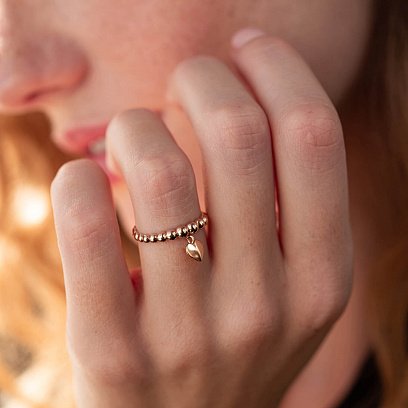 Шариковое кольцо "Сердечко" в красном золоте к06612 №2