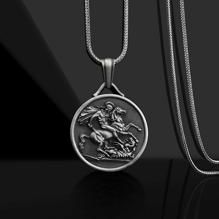 Срібний кулон "Георгій Переможець" (можливе гравіювання) 133180 від ювелірного магазину Онікс