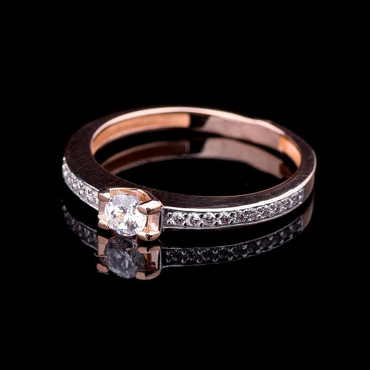 Золота заручальна каблучка з фіанітами к03841 від ювелірного магазину Онікс - 3