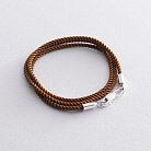 Шелковый коричневый шнурок с гладкой серебряной застежкой (2мм) 18403 от ювелирного магазина Оникс