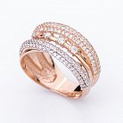 Золотое кольцо с россыпью фианитов к04967 от ювелирного магазина Оникс