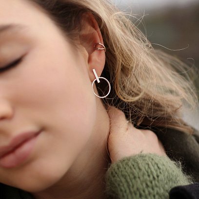 Срібні сережки - пусети  "Впевненість" 122583 №6