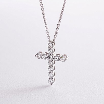 Золотое колье "Крестик" с бриллиантами 118281121