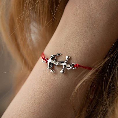 Браслет с красной нитью "Якорь" 141312 №3