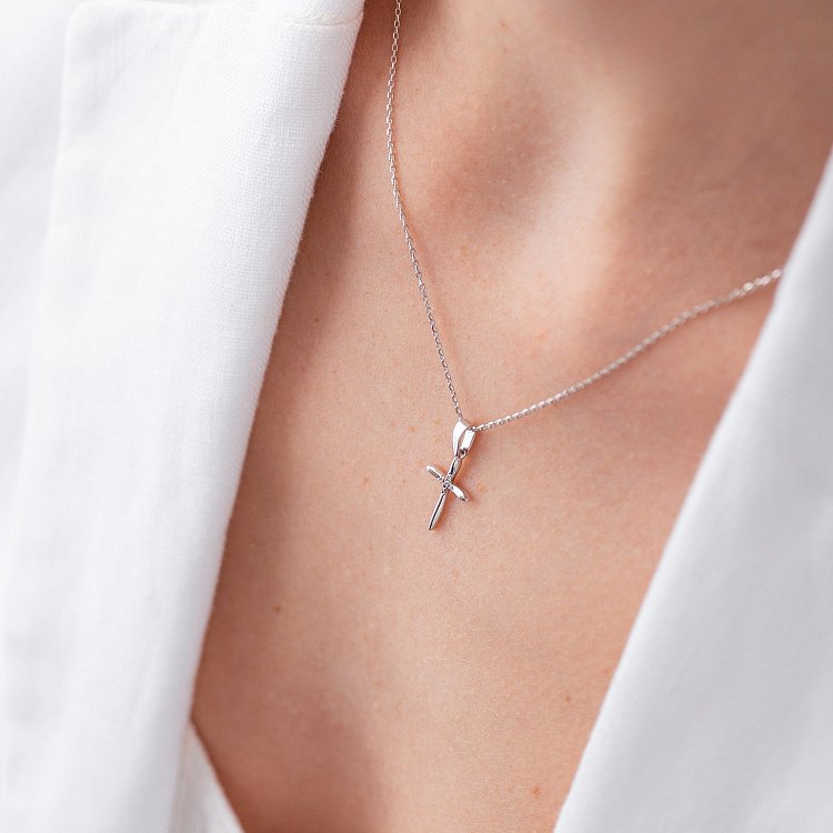 Золотое колье "Крестик" с фианитами кол02186 от ювелирного магазина Оникс - 5