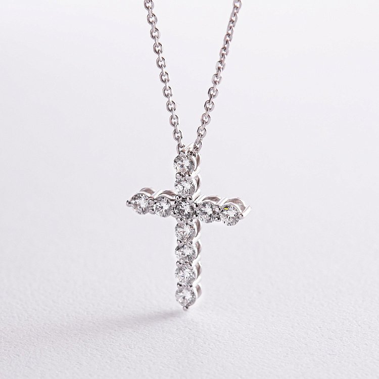 Золотое колье "Крестик" с бриллиантами 118281121 от ювелирного магазина Оникс