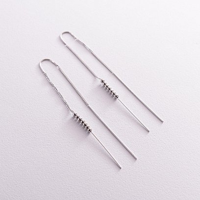 Висячі сережки "Кульки" у сріблі 123171 №2