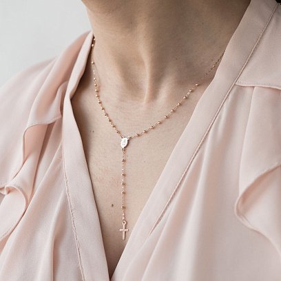 Золоте кольє "Розарій" з хрестиком і ладанкою кол01154 №6