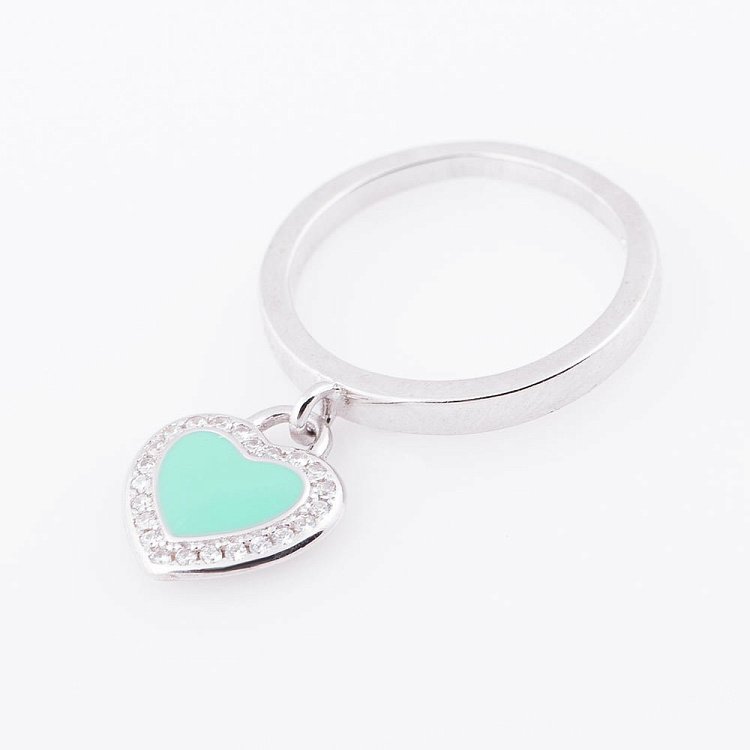 Срібний перстень сердечко з фіанітом 111977 від ювелірного магазину Онікс - 1