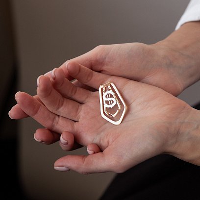 Золотий затиск для грошей "$" заж00003д №2